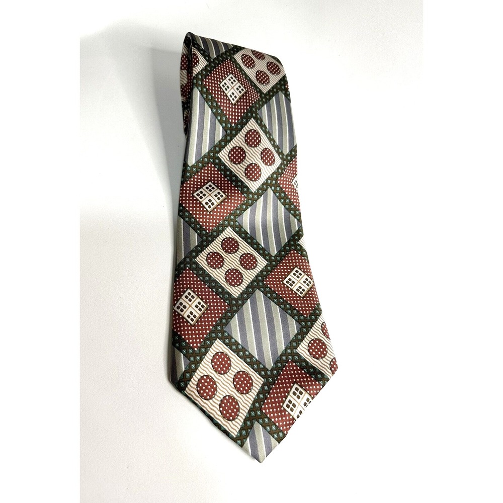 Hills Cashmere House Neck Tie By Michelsons All Silk Made In England Dots Domino